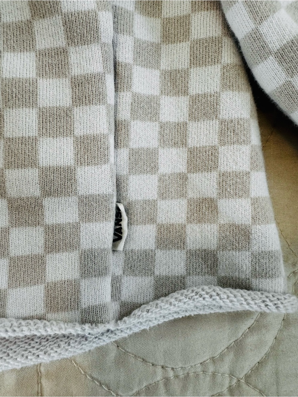 VANS x Leila Hurst Tan White Checkered Cropped Hoodie - Picture 10 of 12